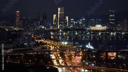 Wallpaper Mural Beautiful city in Sunset of Seoul City Skyline,South Korea.Timelapse 4k Torontodigital.ca