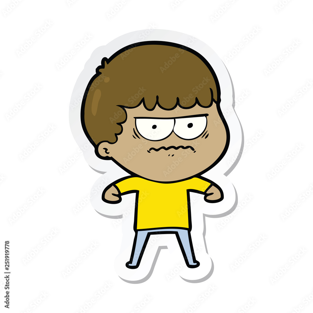 sticker of a cartoon annoyed man