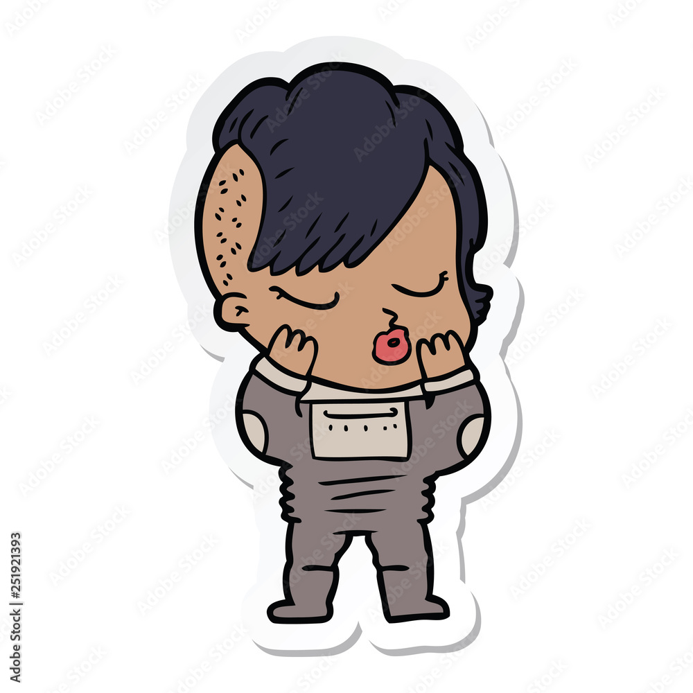 sticker of a cartoon pretty hipster girl sticker of a cartoon pretty hipster girl