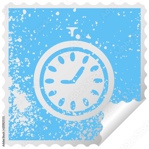 distressed square peeling sticker symbol time stopper