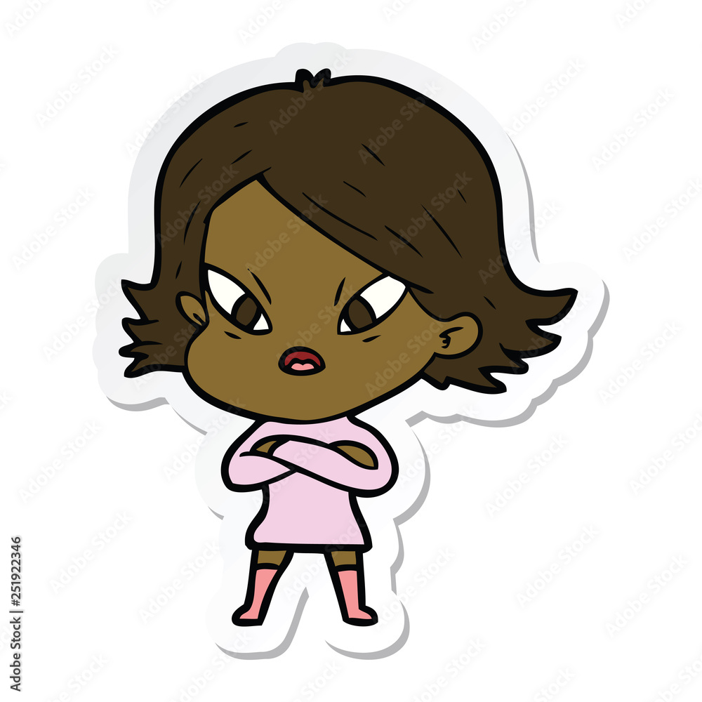 sticker of a cartoon stressed woman sticker of a cartoon stressed woman