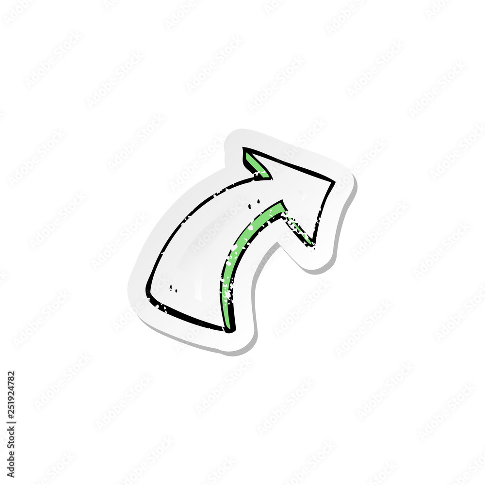 retro distressed sticker of a cartoon pointing arrows retro distressed sticker of a cartoon pointing arrows