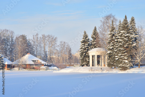 Winter landscape in park.