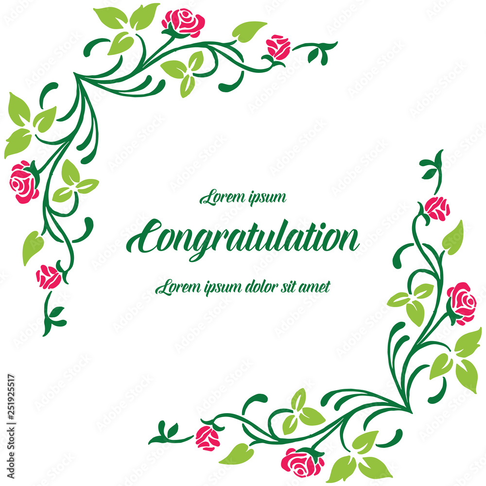 Vector illustration write congratulation with leaf floral frame art hand drawn Vector illustration write congratulation with leaf floral frame art hand drawn