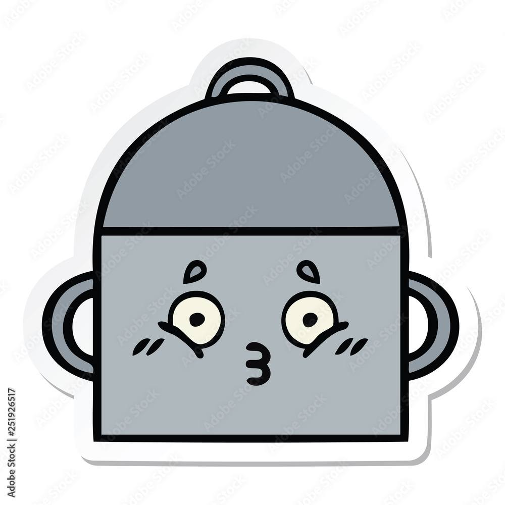 Obraz premium sticker of a cute cartoon cooking pot
