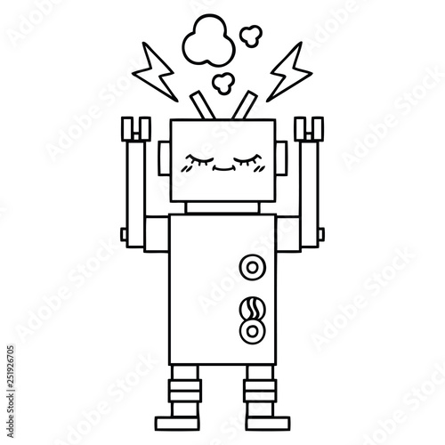 line drawing cartoon dancing robot