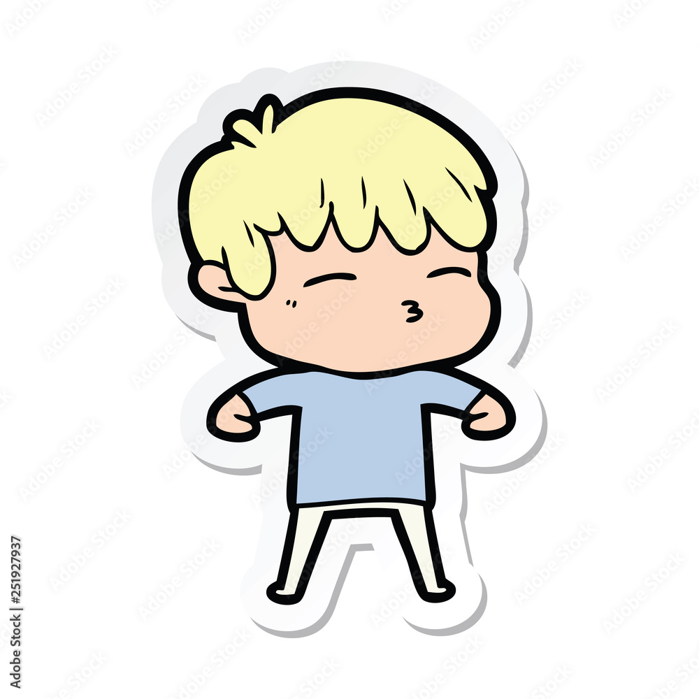 sticker of a cartoon frustrated man sticker of a cartoon frustrated man