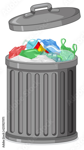 Isolated metal trash can