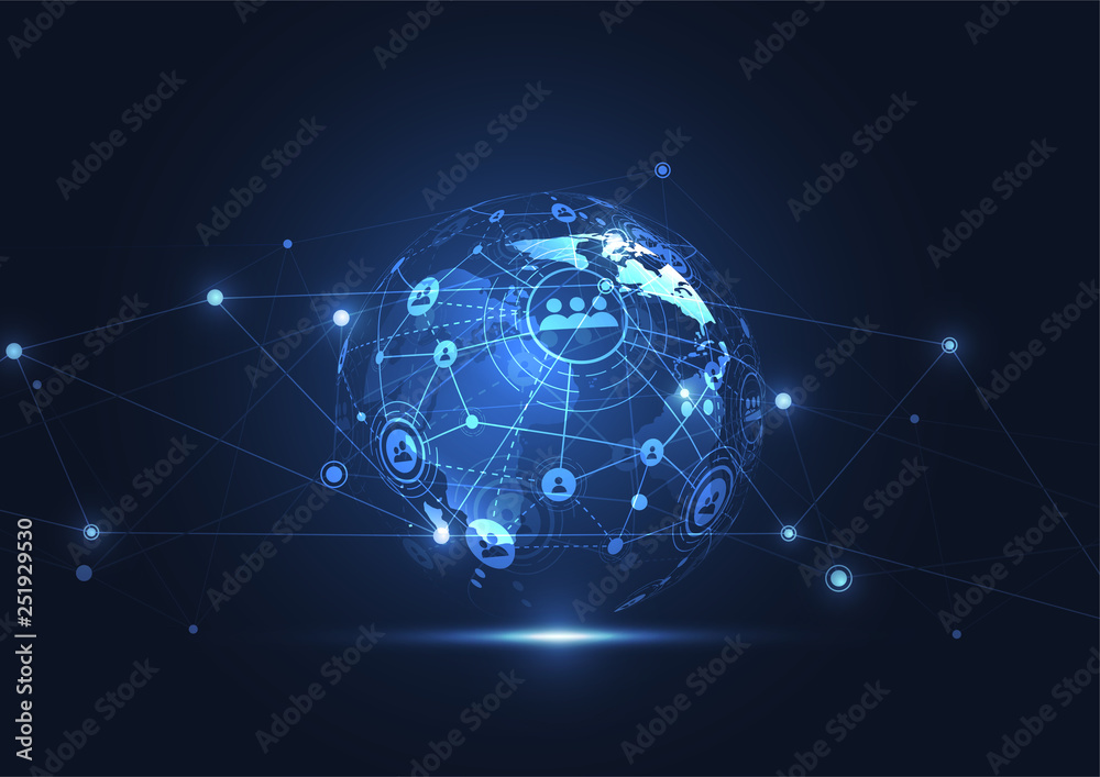 Global network connection. World map point and line composition concept of global business. Vector Illustration Global network connection. World map point and line composition concept of global business. Vector Illustration