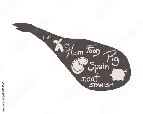 Creative spanish ham illustration