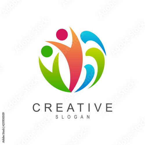 people logo template for health, community,group,sport,and wellness symbol
