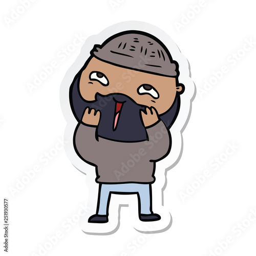 sticker of a cartoon happy bearded man