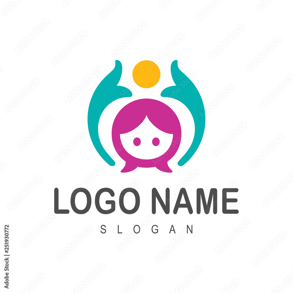 cute little girl logo, cute kids logo Stock Vector Adobe Stock
