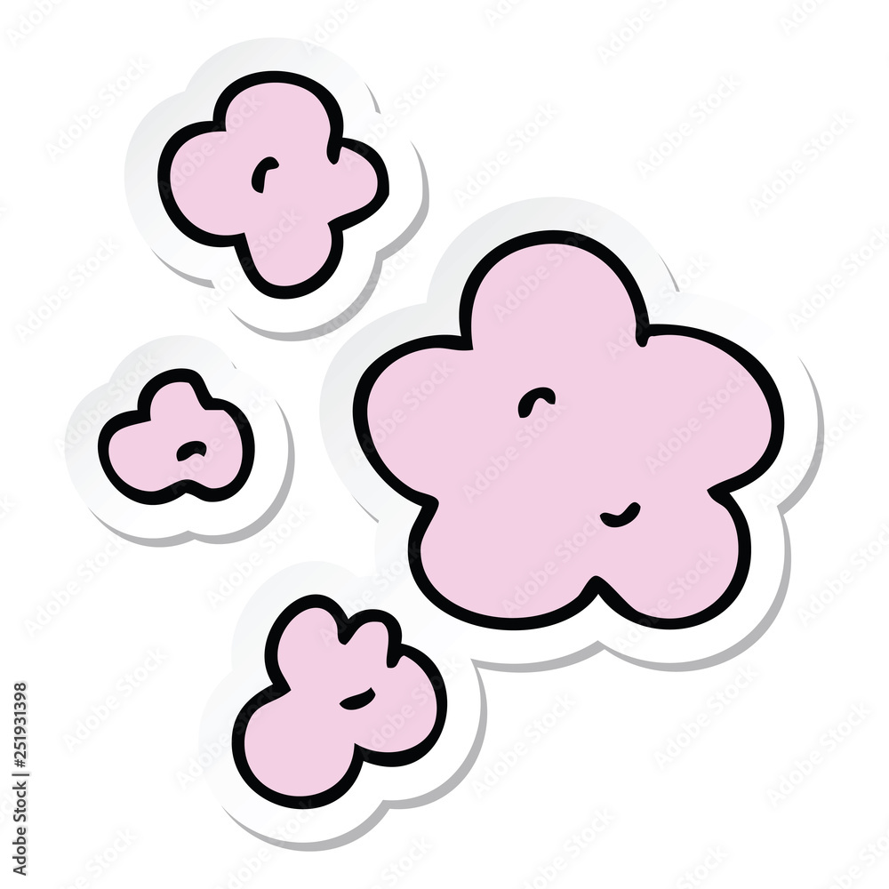sticker of a quirky hand drawn cartoon clouds sticker of a quirky hand drawn cartoon clouds