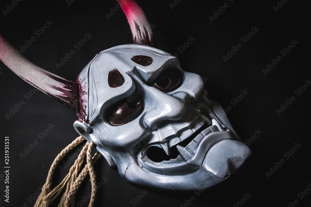 Japanese oni mask or giant mask, used to decorate handmade from