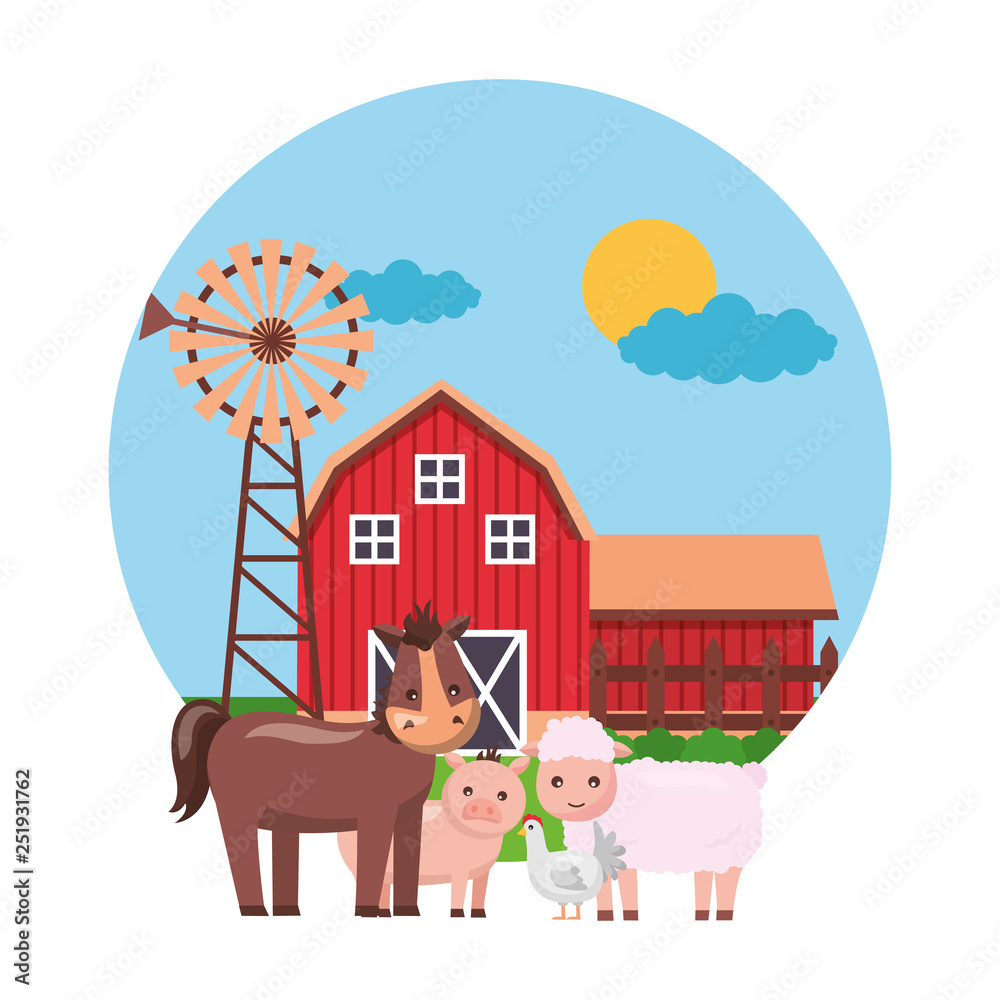 Naklejka premium horse hen sheep farm fresh