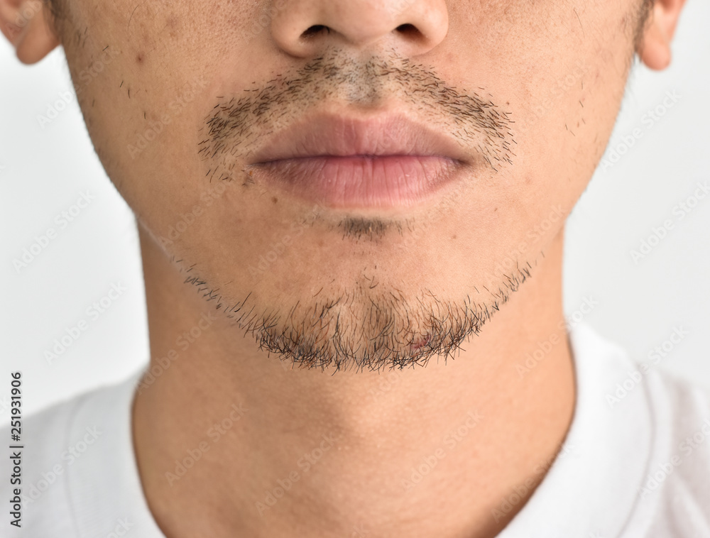 Close up man's face with a mustache