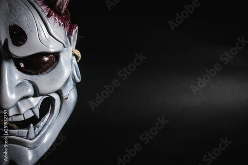 Photography Japanese oni mask or giant mask, used to decorate handmade from original to make