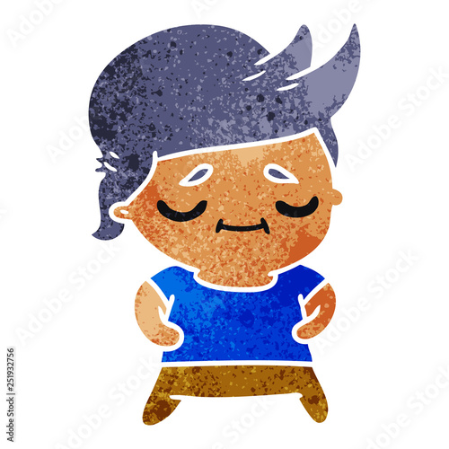 retro cartoon of kawaii cute grey haired man