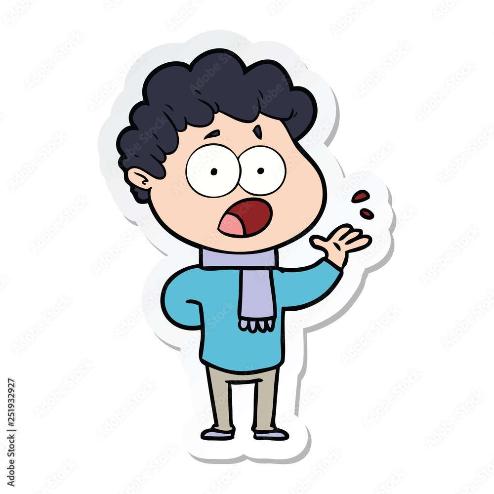 sticker of a cartoon man gasping in surprise sticker of a cartoon man gasping in surprise