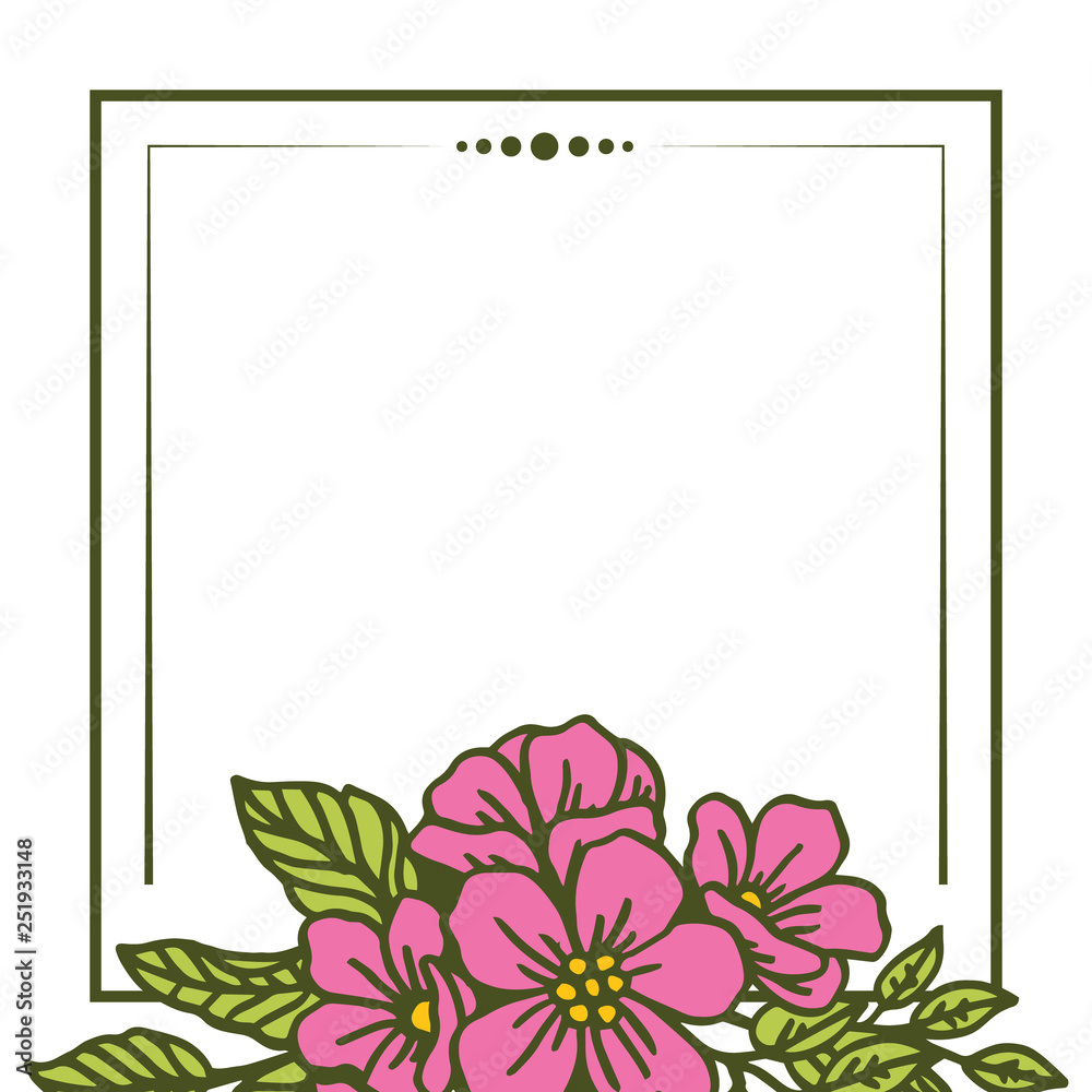 Vector illustration frame of pink flowers blooms hand drawn Vector illustration frame of pink flowers blooms hand drawn