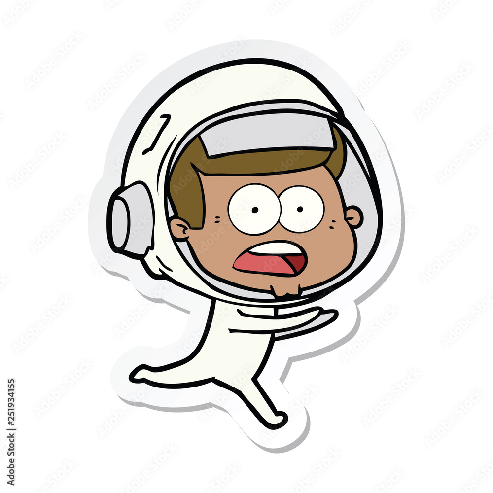 sticker of a cartoon surprised astronaut sticker of a cartoon surprised astronaut