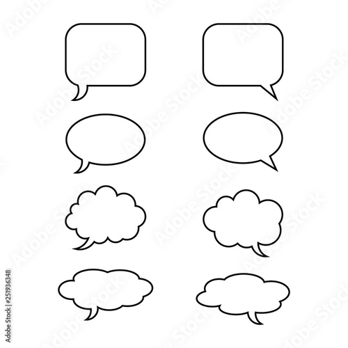 Set of various speech bubbles for left and right direction