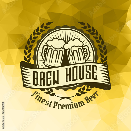 Beer brewery label logo on ice background