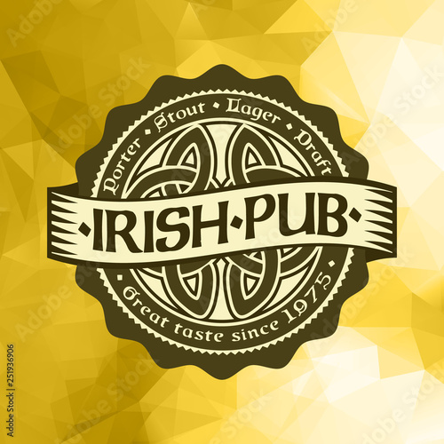 Beer brewery label logo on ice background