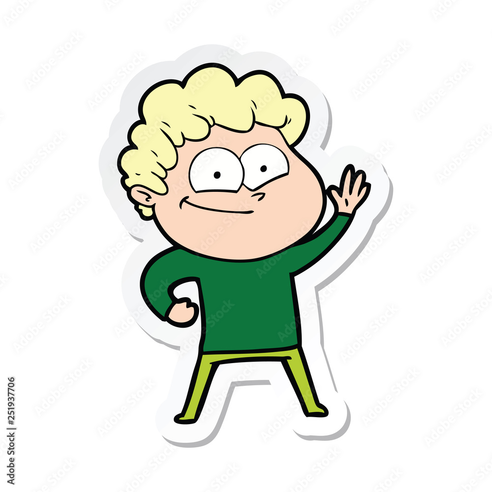 sticker of a cartoon happy man