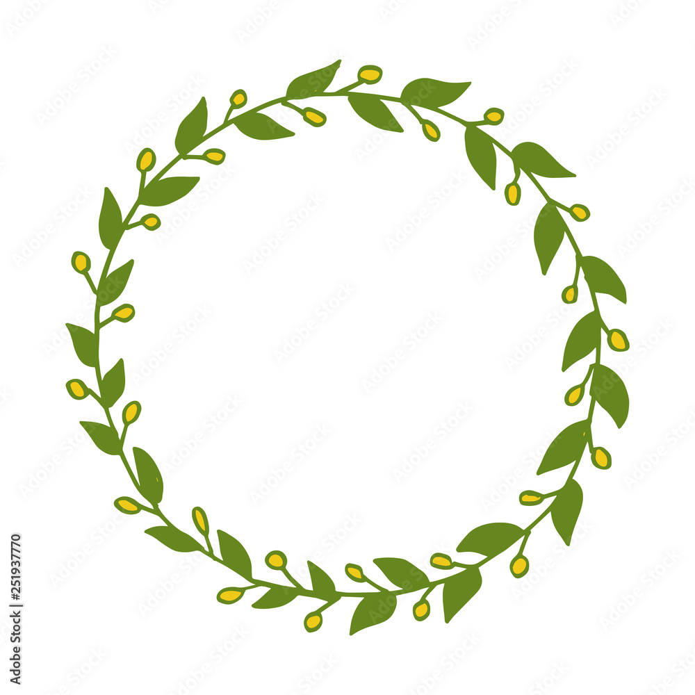 Vector illustration greeting card with green leaf flower frame hand drawn Vector illustration greeting card with green leaf flower frame hand drawn