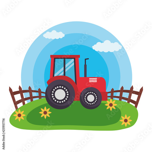 tractor in the grass farm