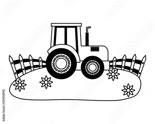 tractor in the grass farm