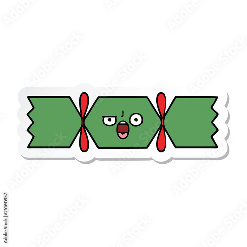 sticker of a cute cartoon christmas cracker