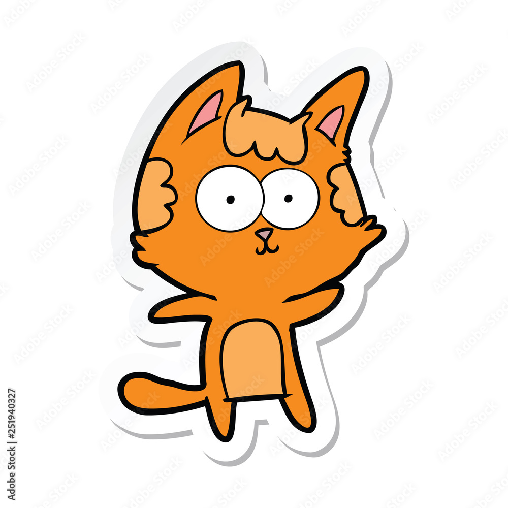 sticker of a happy cartoon cat sticker of a happy cartoon cat