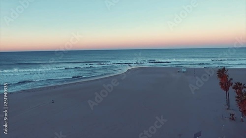 Venice beach sunrise. aerial shot, 4K