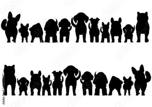small dogs silhouette border set