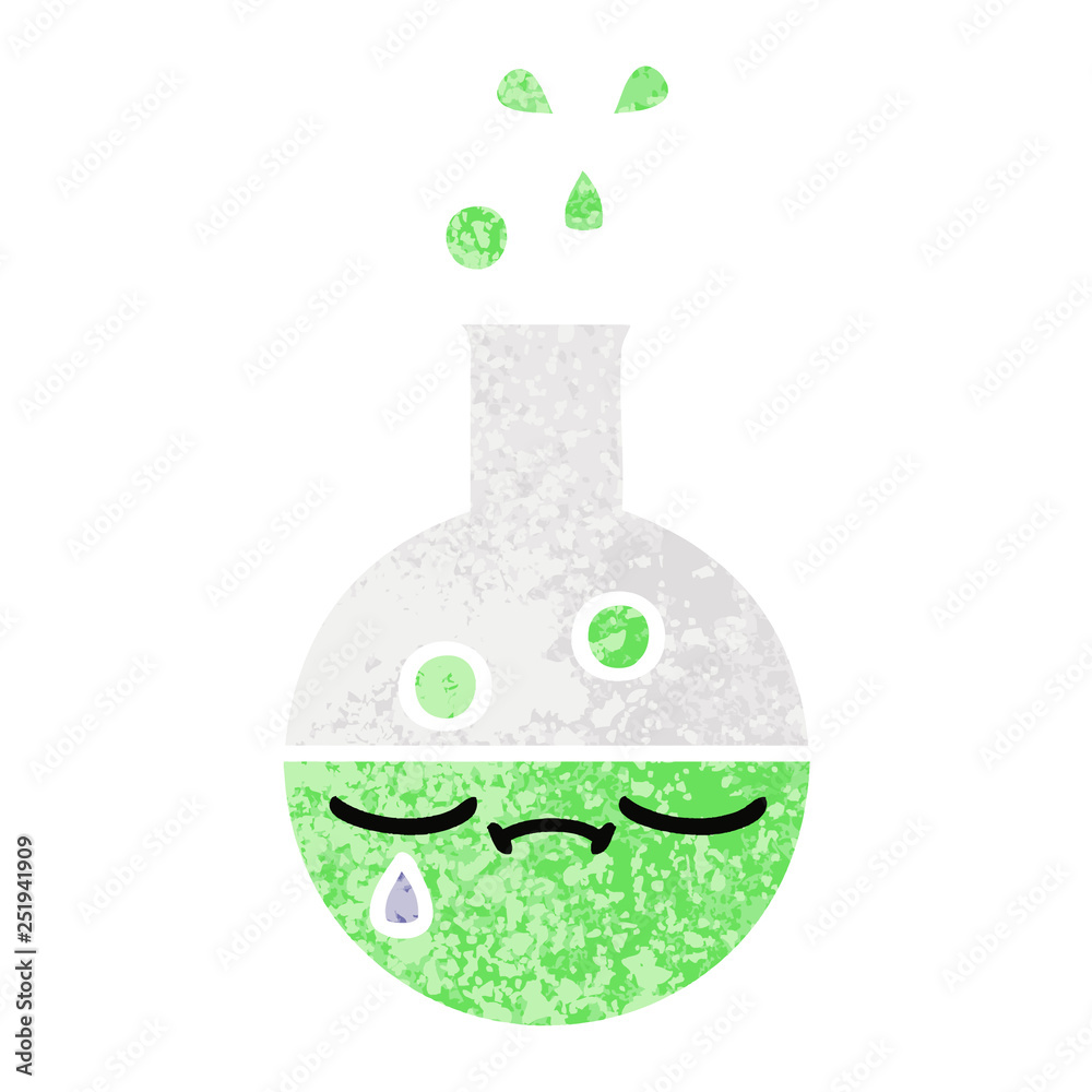 retro illustration style cartoon test tube retro illustration style cartoon test tube