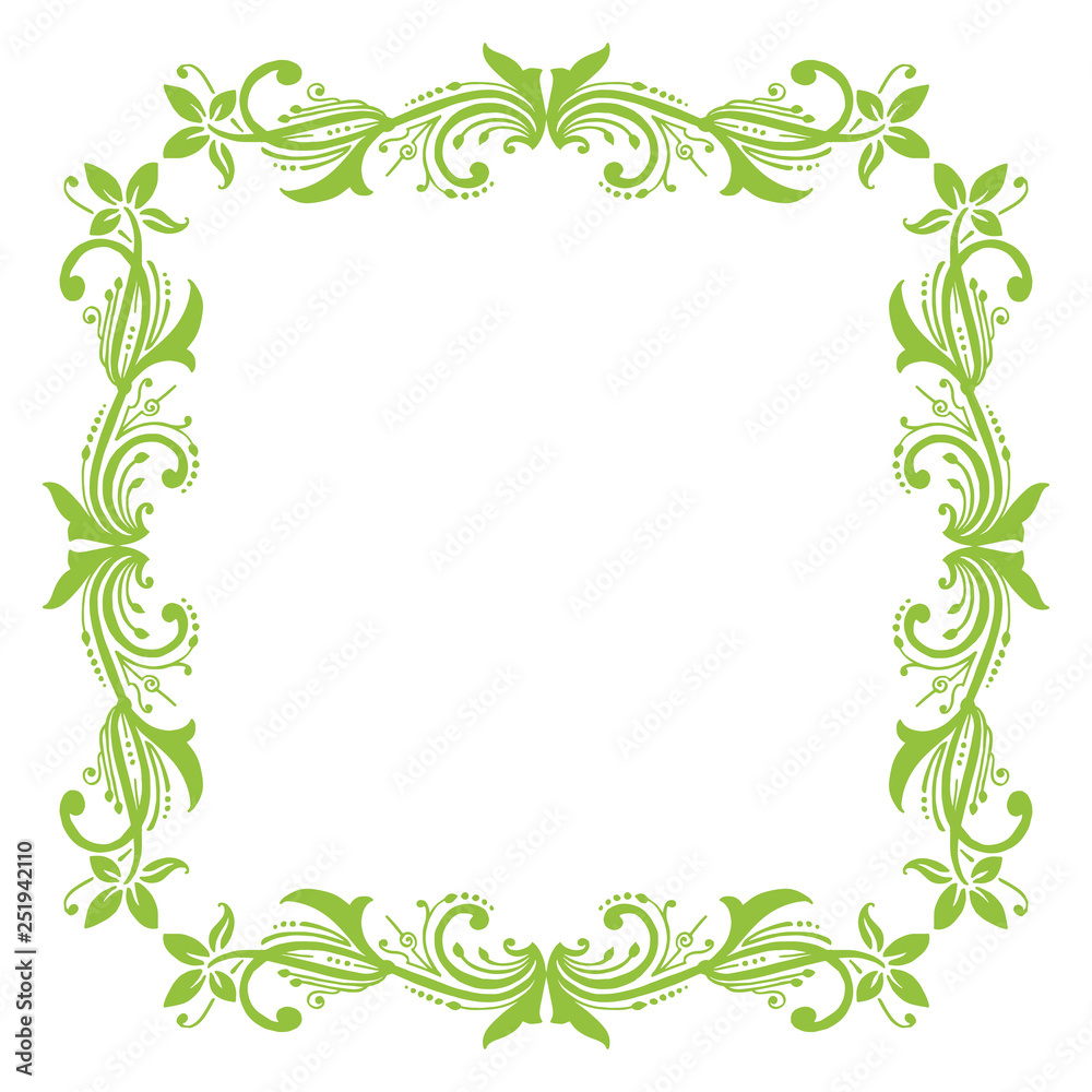 Vector illustration green leaf flower frame decor hand drawn Vector illustration green leaf flower frame decor hand drawn
