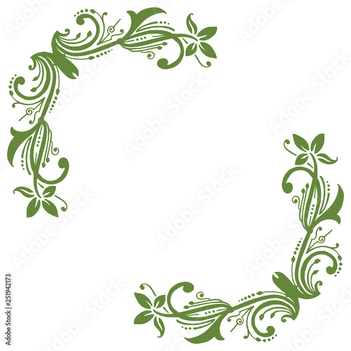 Vector illustration green leaf flower frame decor hand drawn