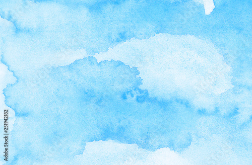 Turquoise color hand drawn frame illustration. Grunge effect light sky blue shades watercolor background. Aquarelle paint paper textured canvas for vintage text design, retro greeting card, template