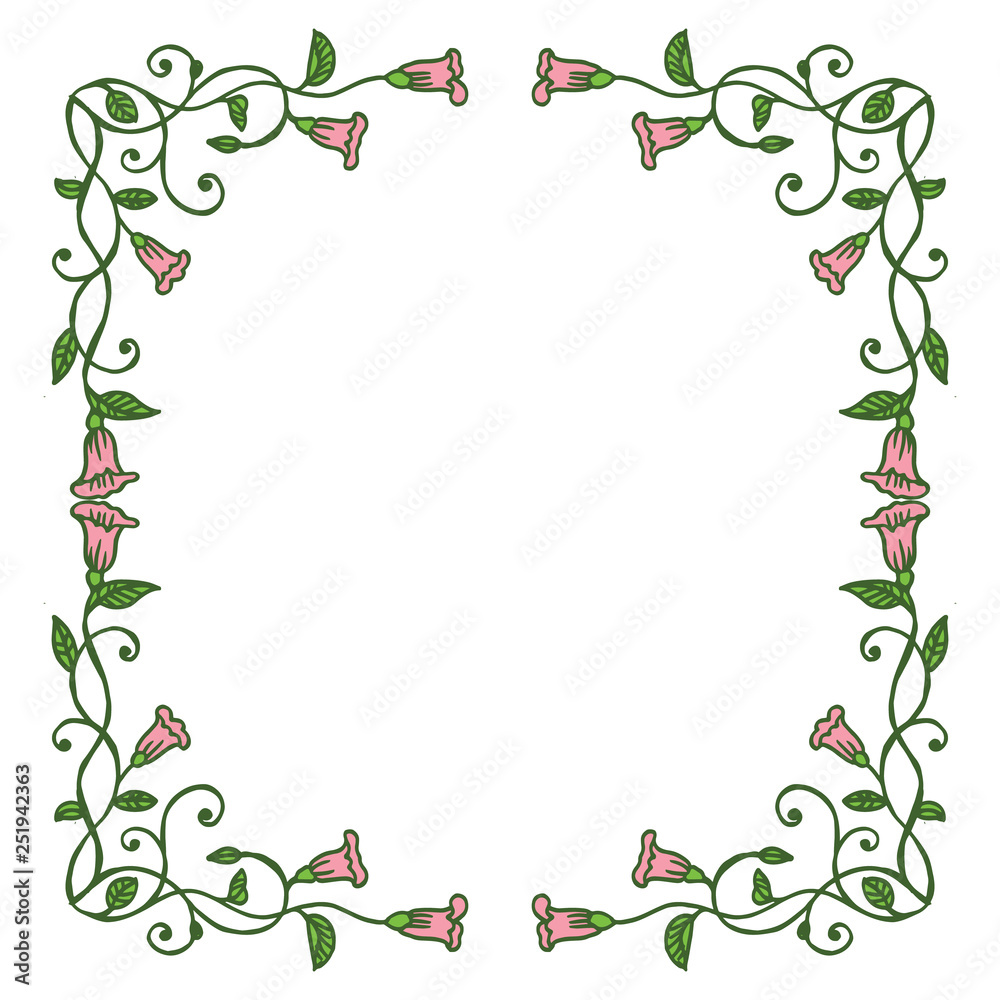 Obraz premium Vector illustration elegant green leaf flower frame hand drawn