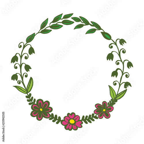 Vector illustration elegant green leaf flower frame hand drawn