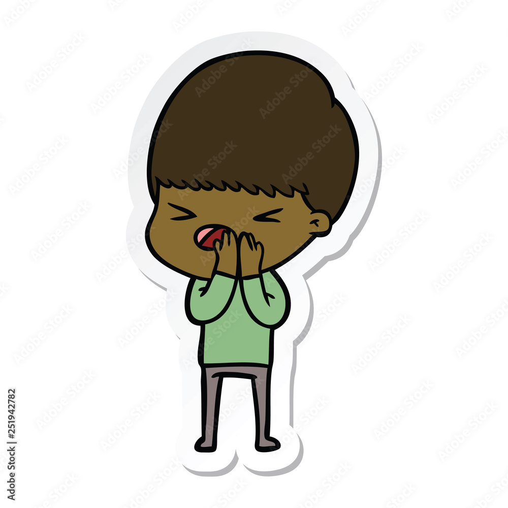 sticker of a cartoon stressed man sticker of a cartoon stressed man