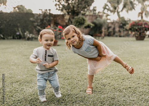 happy family in the park photo