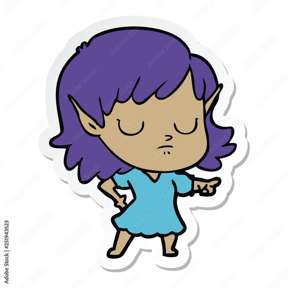 sticker of a cartoon elf girl sticker of a cartoon elf girl