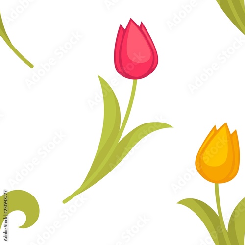 Vector background seamless pattern with spring tulip