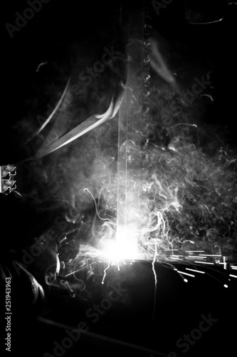 Welding Close Up Sparks and Smoke