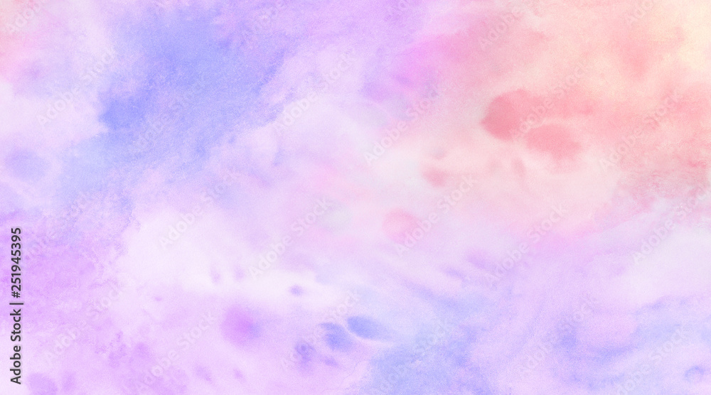 Pale purple, pink and red shades grunge watercolor background. Aquarelle paint paper textured stain canvas element for text design, greeting card, template. Multicolor hand drawn illustration