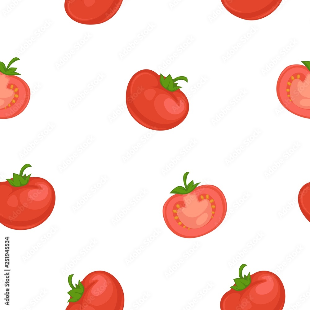 Tomato cartoon vector seamless pattern on white Tomato cartoon vector seamless pattern on white